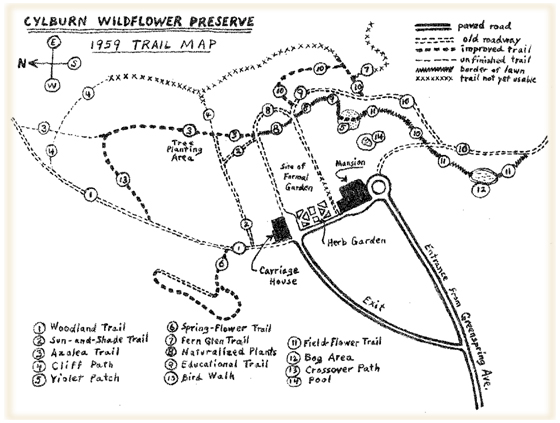 Cylburn Wildflower Preserve trails map