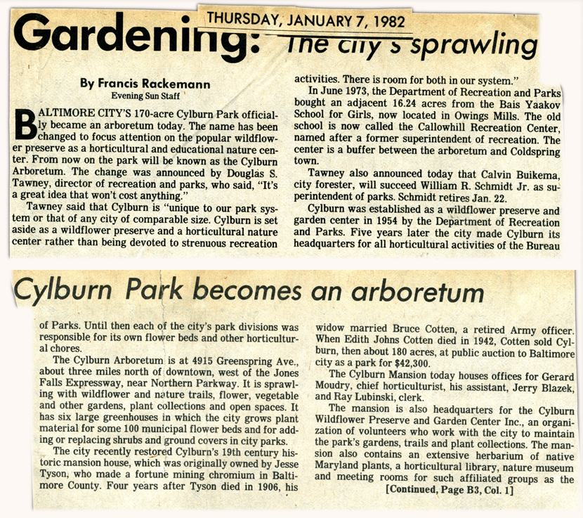 old newspaper clipping, Cylburn becomes a park