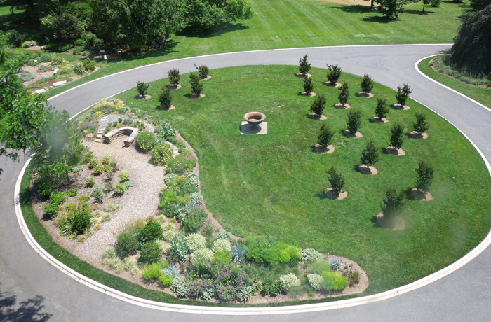 Overhead view of the Mansion Circle Garden